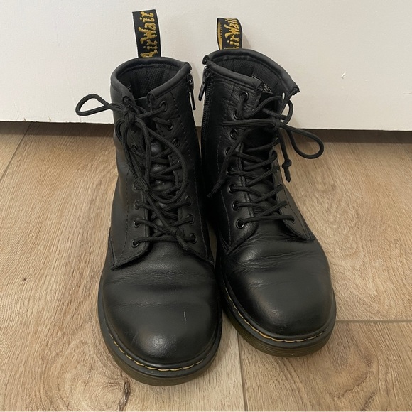 DR MARTENS Kid’s size 2‎ Black 1460 Combat Leather Zip Boots - Picture 1 of 8